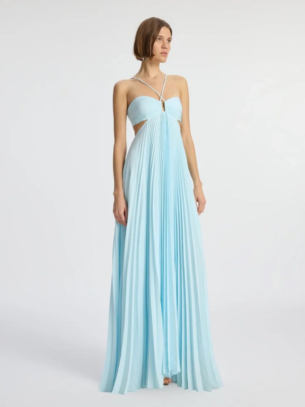 A.L.C. Moira Satin Pleated Maxi Dress